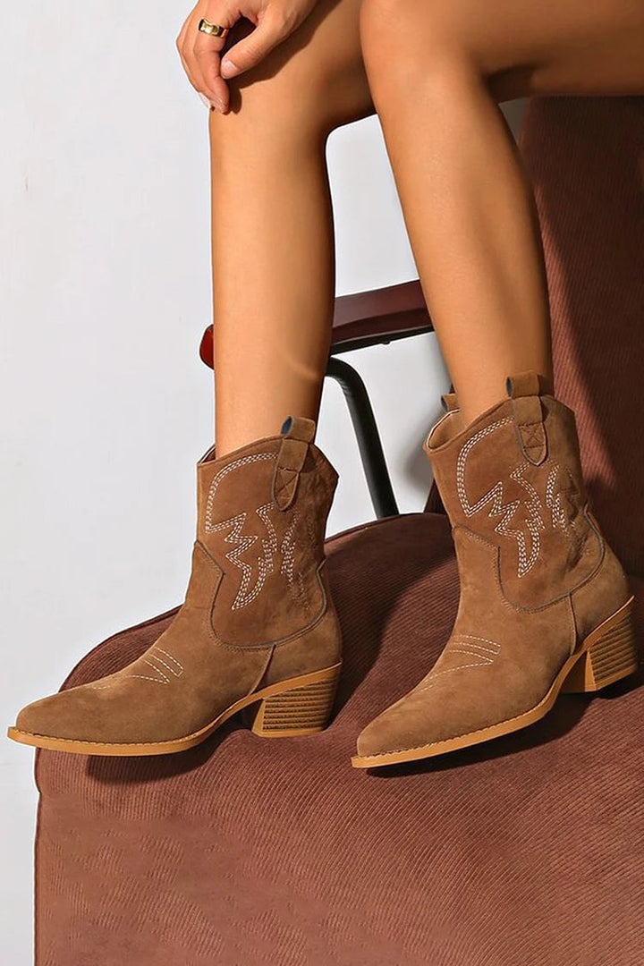 Elena | Pointed Western Ankle Boot