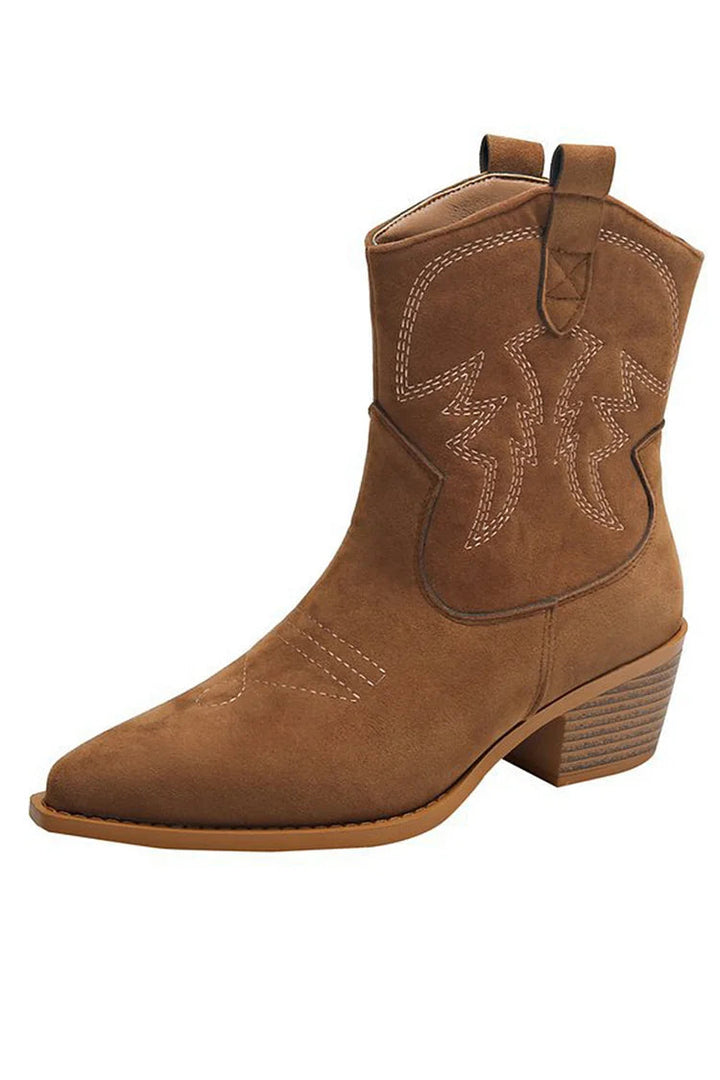 Elena | Pointed Western Ankle Boot