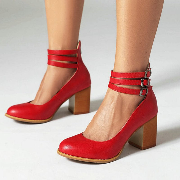 Aria | Elegant Triple Buckle Heels