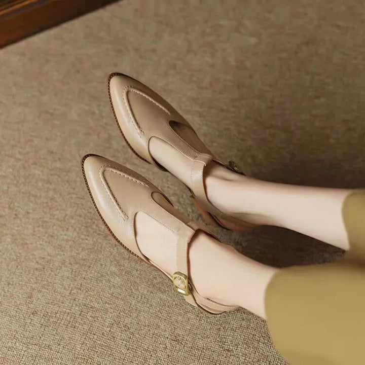 Elena | Classic Leather Buckle Shoes