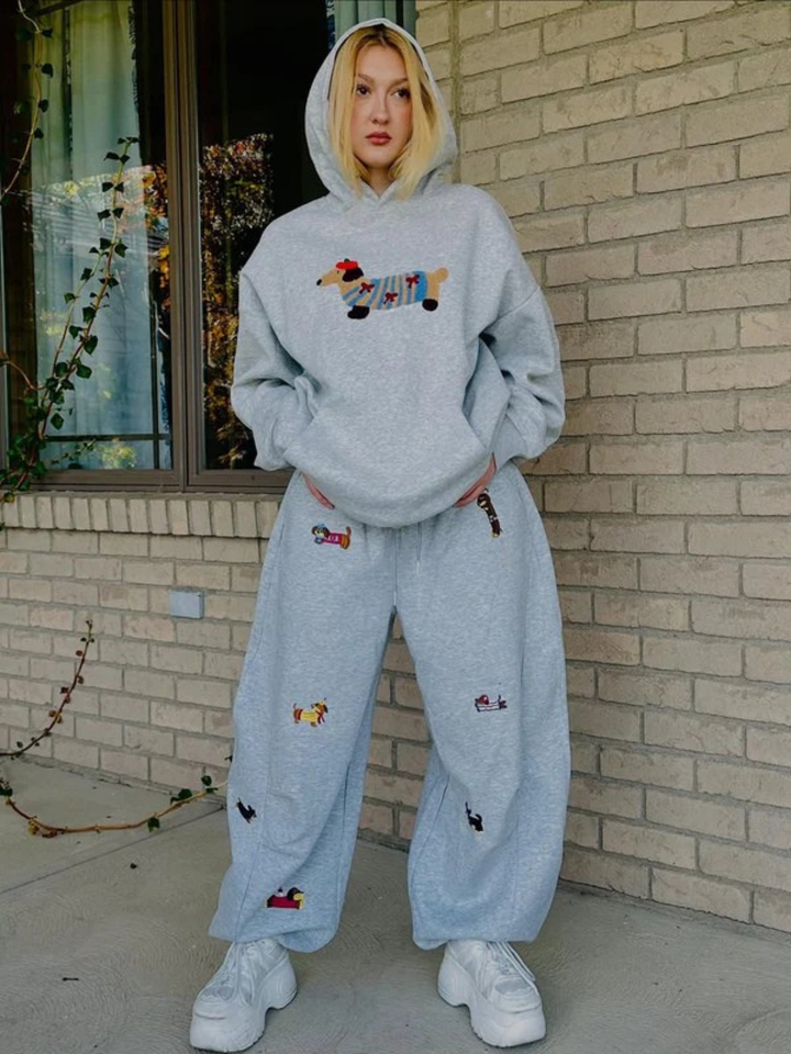 Dachshund Embroidery Sweatpants