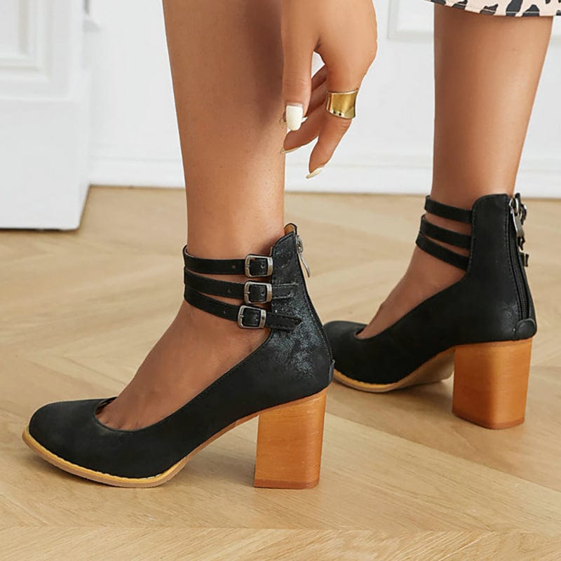 Aria | Elegant Triple Buckle Heels